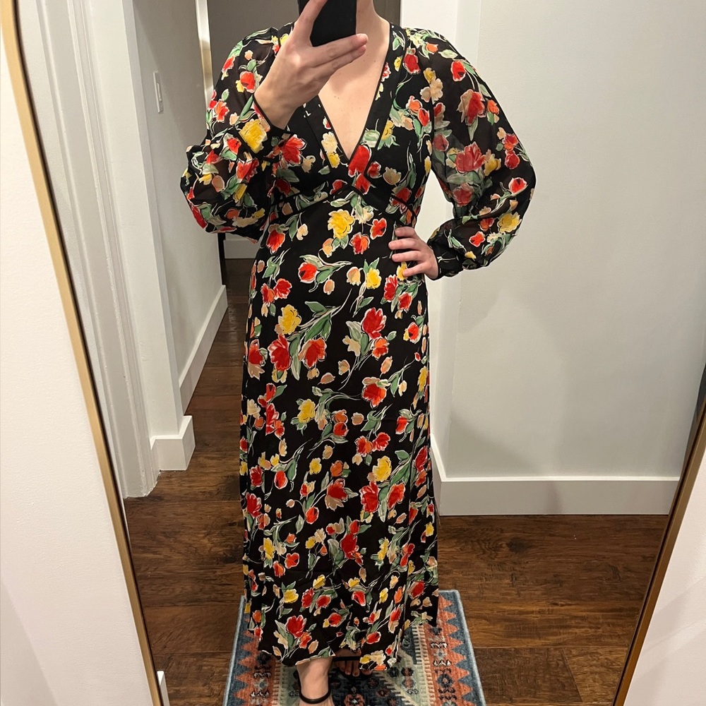 RIXO Ayla floral midi dress